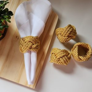 Porta Guardanapo 6 peças Cordão Dourado